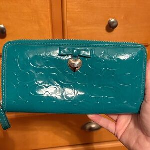 Coach Turquoise Embossed Leather Wallet